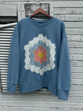 2XL Blue FlowerCrewneck