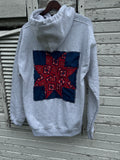 Medium Gray Sweatshirt w/ Red, White & Blue Quilt Block
