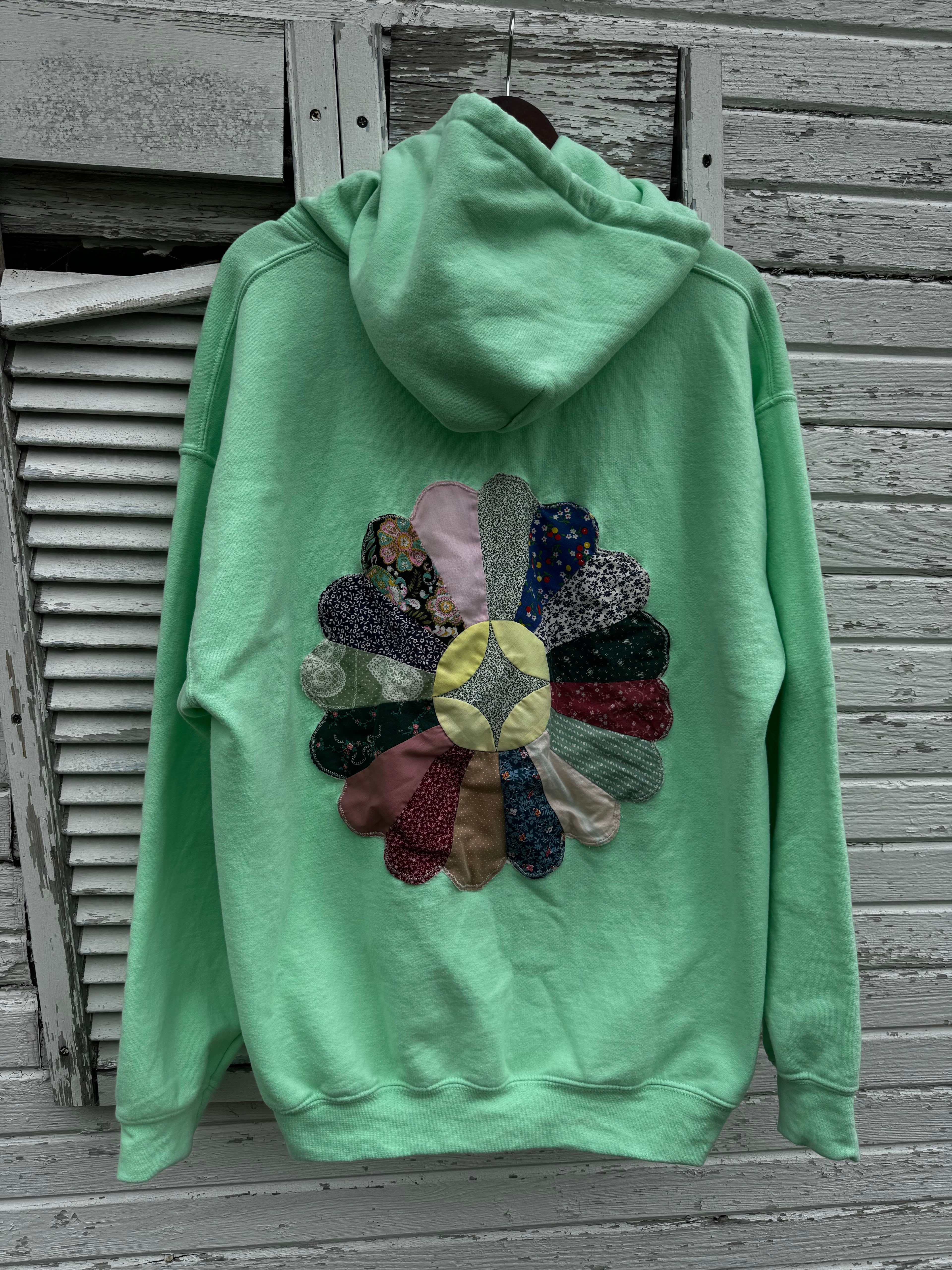 Large Mint Green Sweatshirt w/ Flower
