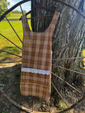 Brown Plaid w/ Front Lace Pocket