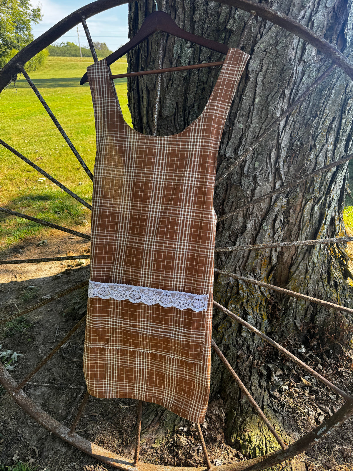 Brown Plaid w/ Front Lace Pocket