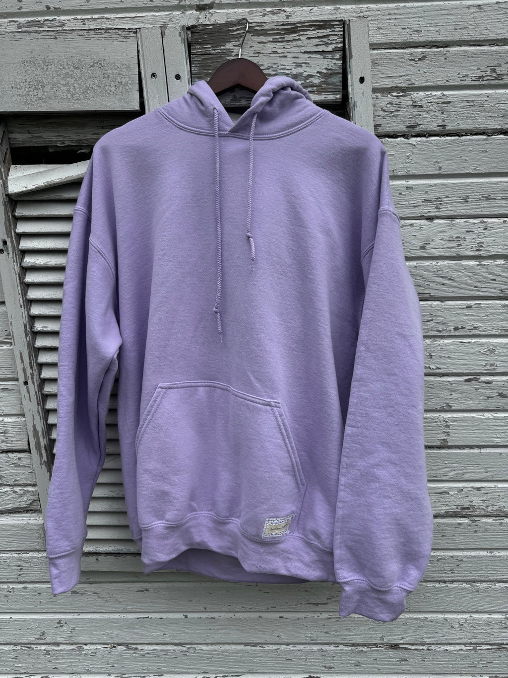 Large Orchid Purple Sweatshirt w/ Grandmas Flower Garden Patch