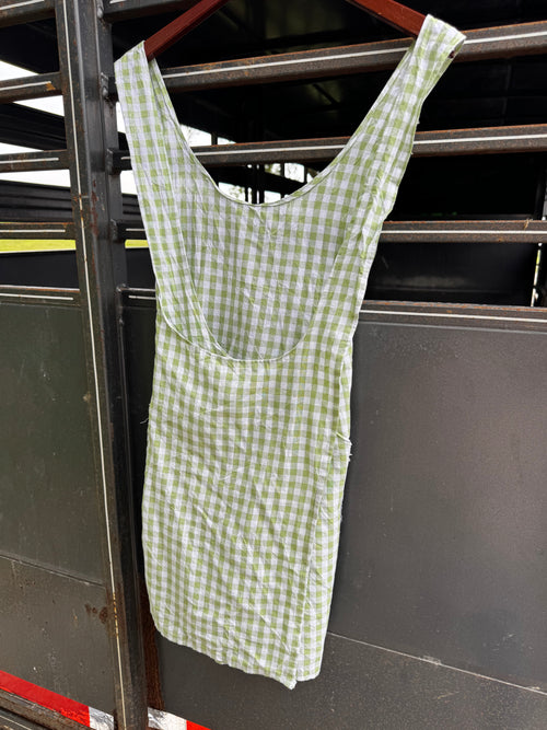 Green Gingham w/ front pocket