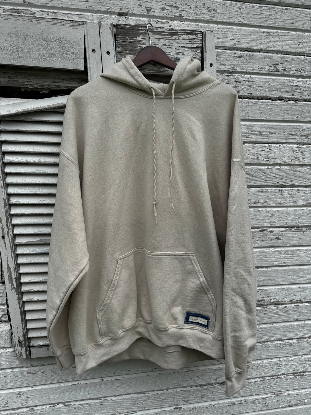 XL Tan Sweatshirt w/ Denim Quilt Block