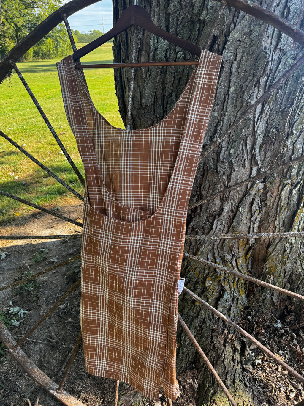 Brown Plaid w/ Front Lace Pocket