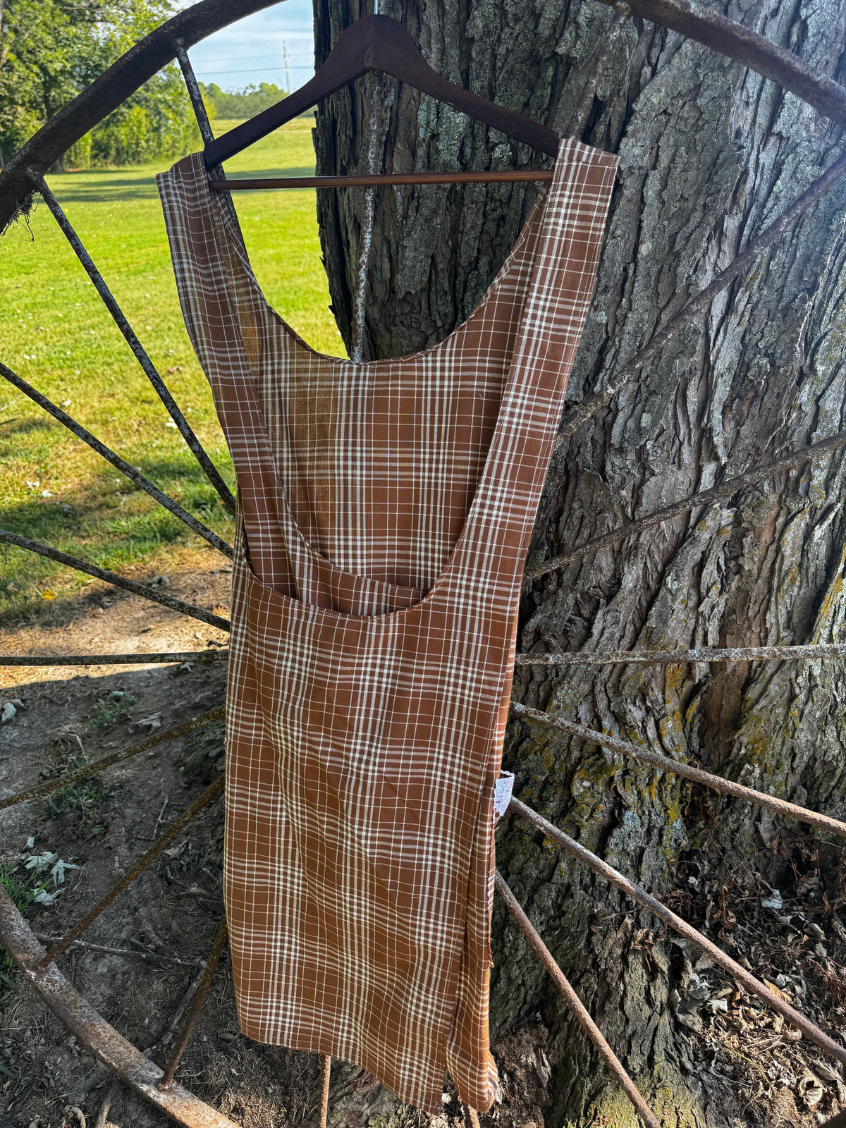 Brown Plaid w/ Front Lace Pocket