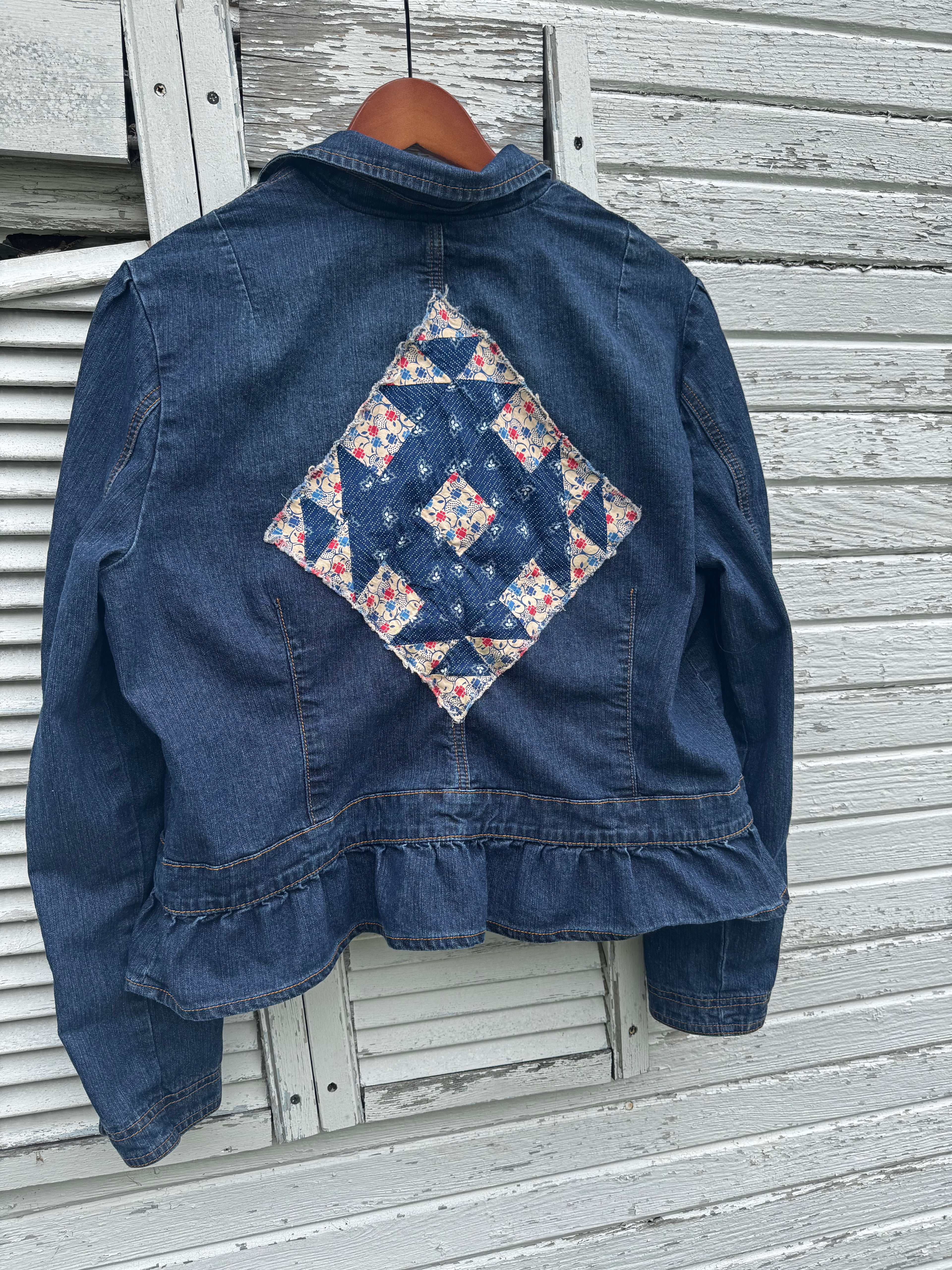 XL Denim Blazor w/ Quilt Block